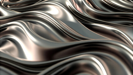 Metallic abstract background with flowing waves for modern design