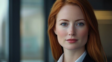 Fototapeta premium A close-up shot of a woman with striking red hair