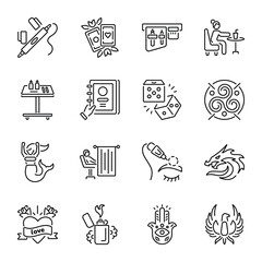 Set of Tattoo Art Accessories Linear Style Icons 

