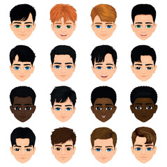 heads or faces of children or adolescents of different races