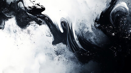 Abstract background with black and white swirls of paint