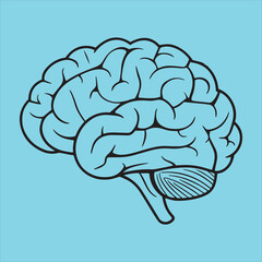 human brain vector illustration.  brain stroke simple illustration. human brain icon, vector image on yellow background