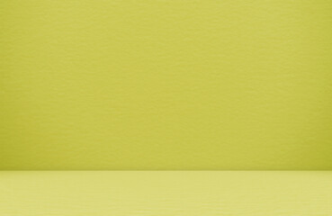 Empty green yellow room studio with sunlight effect shadow. Minimal background for product presentation. Autumn backdrop. Cosmetic and beauty products display room.
