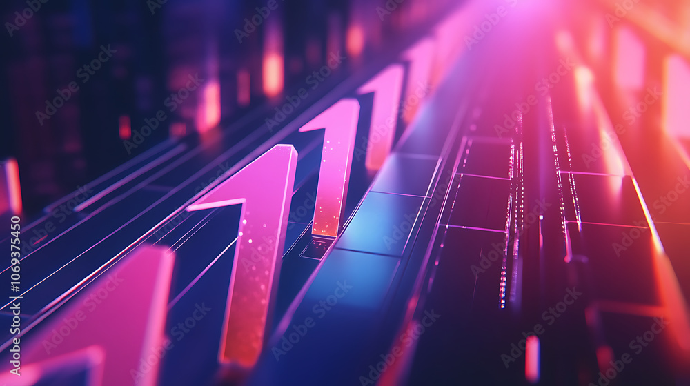 Poster a stylized graphic of an upward-pointing arrows symbolizing business development, growth, and dynami