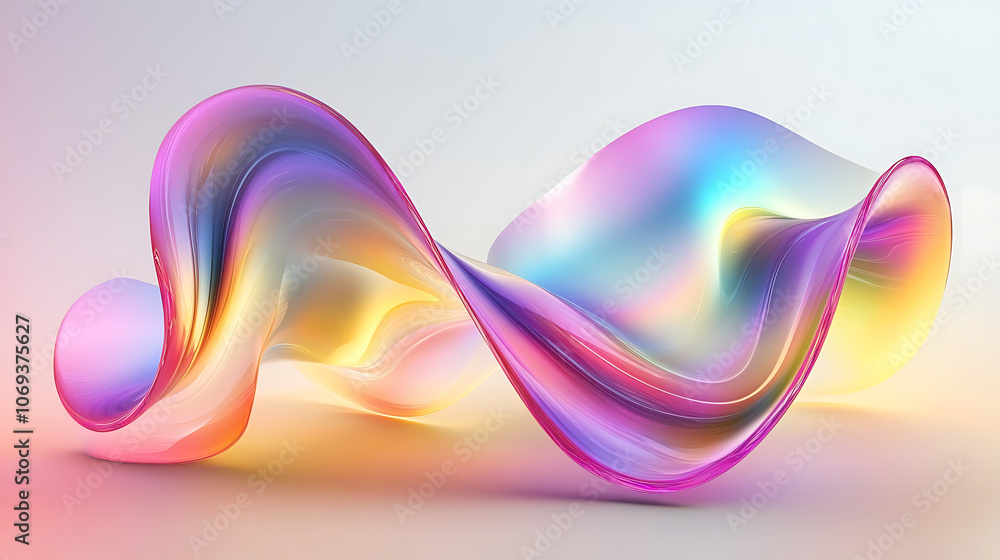 Poster abstract fluid iridescent holographic neon curved wave in motion colorful background 3d render, grad