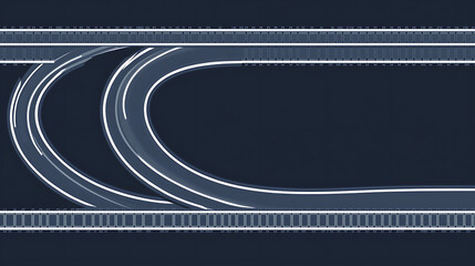 Railway train track vector route, Rail pattern round circular curve railroad path icon