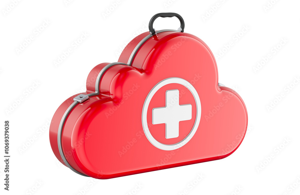 Aufkleber cloud computing as first aid kit, 3d rendering isolated on transparent background