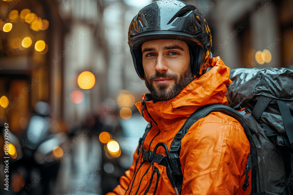 Poster an app-based food delivery service adding new safety measures for its gig workers, representing the 