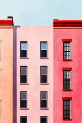 Fototapeta premium Vibrant Urban Facades: Exploring Colorful Architecture and Modern Design