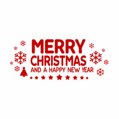 Merry Christmas and a Happy New Year typography on white background