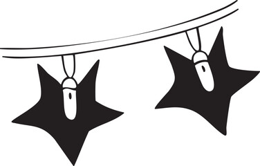 Lights Christmas star outline vector illustration Winter holidays Merry Christmas and New Year line art  Minimalistic hand drawn cute style 