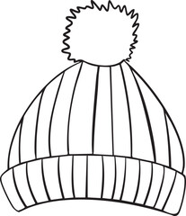 Hat Christmas outline vector illustration Winter holidays Merry Christmas and New Year line art  Minimalistic hand drawn cute style 