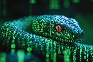 Snake Intertwined With Binary