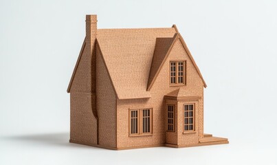 Brick House Model on White Background