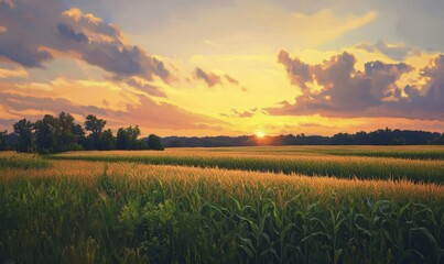 Ohio cornfield summer sunset