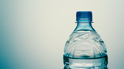 Naklejka premium A clean water bottle, filled with clear water, highlighting hydration and the importance of drinking water safety.