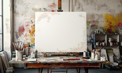 Blank Canvas in Art Studio