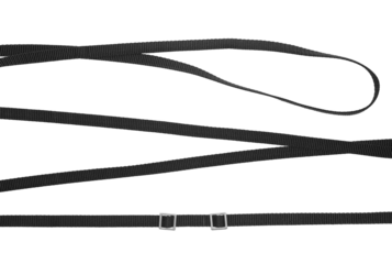 Set black synthetic nylon fastening belt, strap isolated on white, clipping