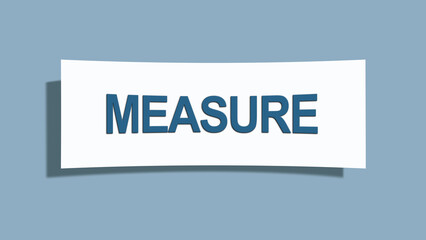 Measure. A card isolated on blue background.