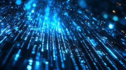 Naklejka premium Binary code falling as an abstract tech wallpaper. 