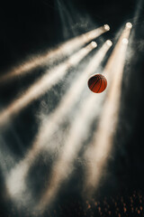 Dramatic Basketball Shot Under Spotlight in Intense Stadium Game