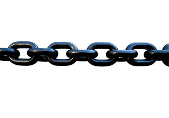 Obraz premium High-resolution, close-up view of steel chain links in horizontal line. Each link is highly detailed, showcasing the texture and metallic shine. On a transparent background in PNG format