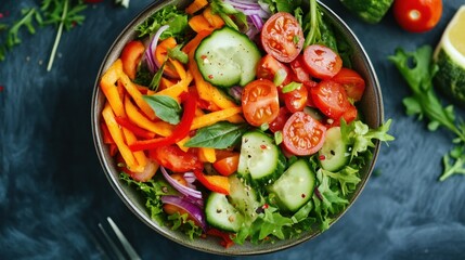 Fresh vegetable salad promoting healthy eating.

