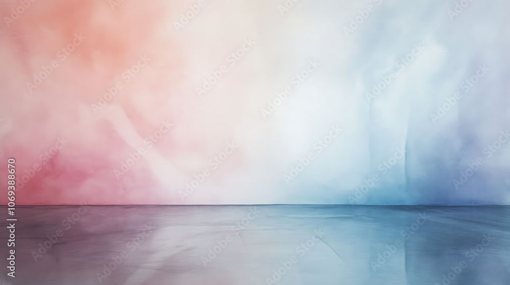 Poster painting of light reflection on empty wall, watercolor pastel colors aesthetic minimalism background