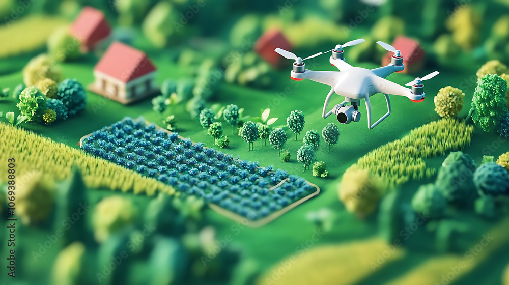 Aufkleber smart agriculture farm using drones for crop monitoring and irrigation