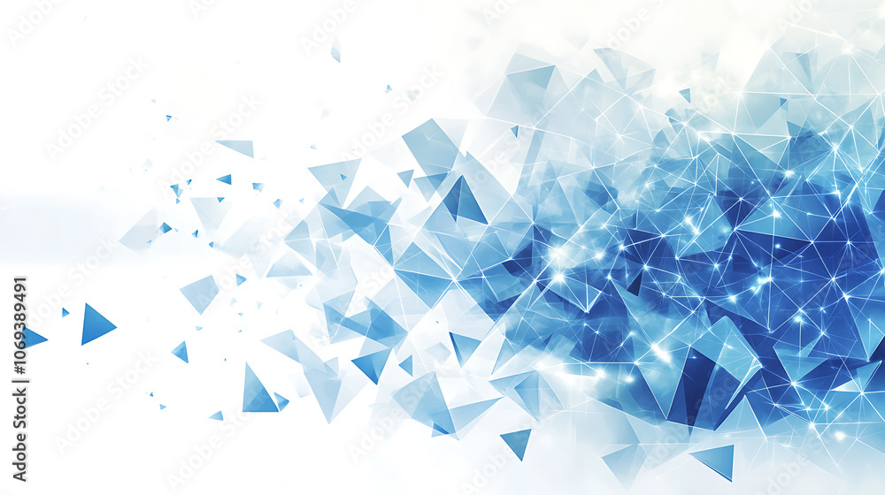 Poster background for an information technology company or background with blue triangles