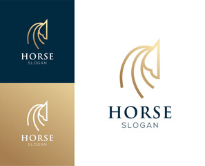 Abstract elegant horse logo. Horse with luxury line style logo vector design.
