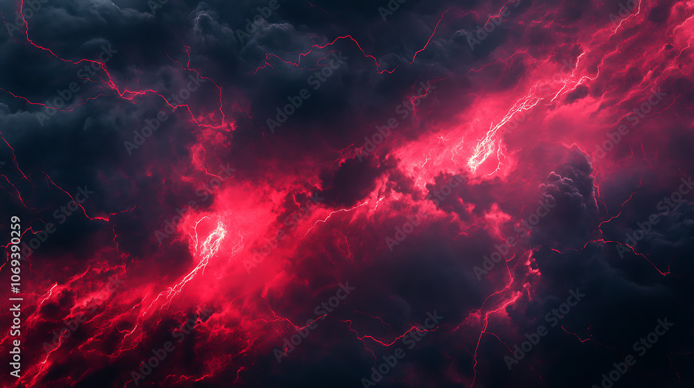 Poster red lightning and clouds abstract background texture