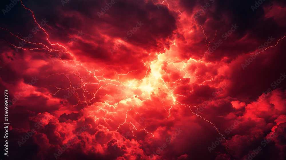 Poster red lightning and clouds abstract background texture