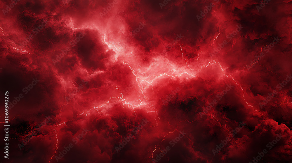 Poster red lightning and clouds abstract background texture
