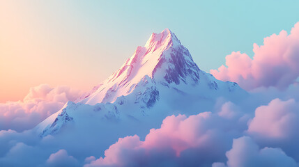 snow-capped mountain peak rising above the clouds