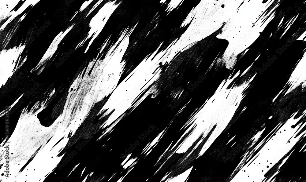 Poster the composition showcases striking bold brush strokes in black and white, creating a dynamic seamles