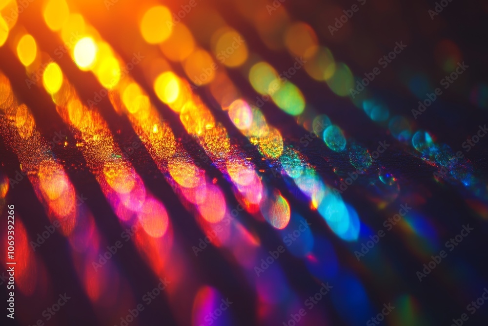 Aufkleber prism rainbow light overlay on dark background with abstract crystal flare and colorful bokeh effect