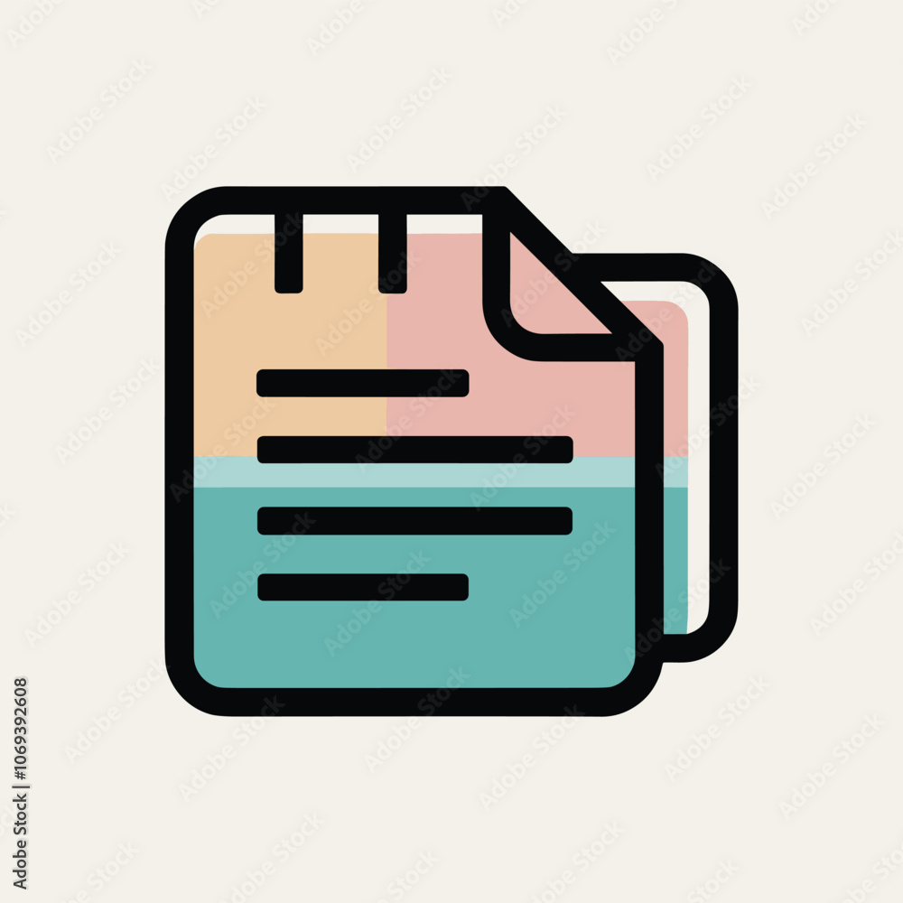 Poster minimalist icon featuring a multicolored document with a modern design.