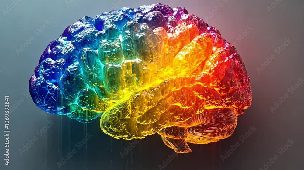 Aufkleber colorful abstract representation of a human brain symbolizing creativity and cognitive functions