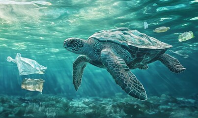 Obraz premium Plastic pollution in the ocean