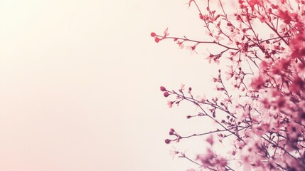 Naklejka premium Delicate pink cherry blossoms against soft pastel background, evoking the essence of girlhood design