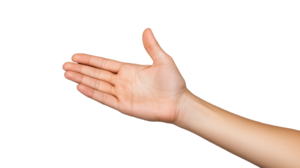 Hand reaching out with open palm