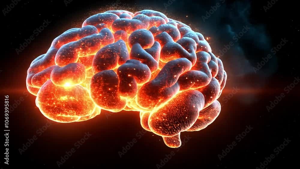 Aufkleber glowing brain with cosmic elements on a dark background representing intelligence