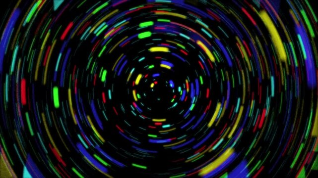 Colorful swirling streaks around a central point. Dynamic motion abstract graphic design. Suitable for backgrounds, posters, and creative projects.