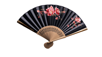 Traditional hand fan with floral design