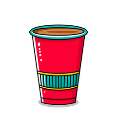 paper red cup of coffee or tea. flat vector illustration isolated on white background
