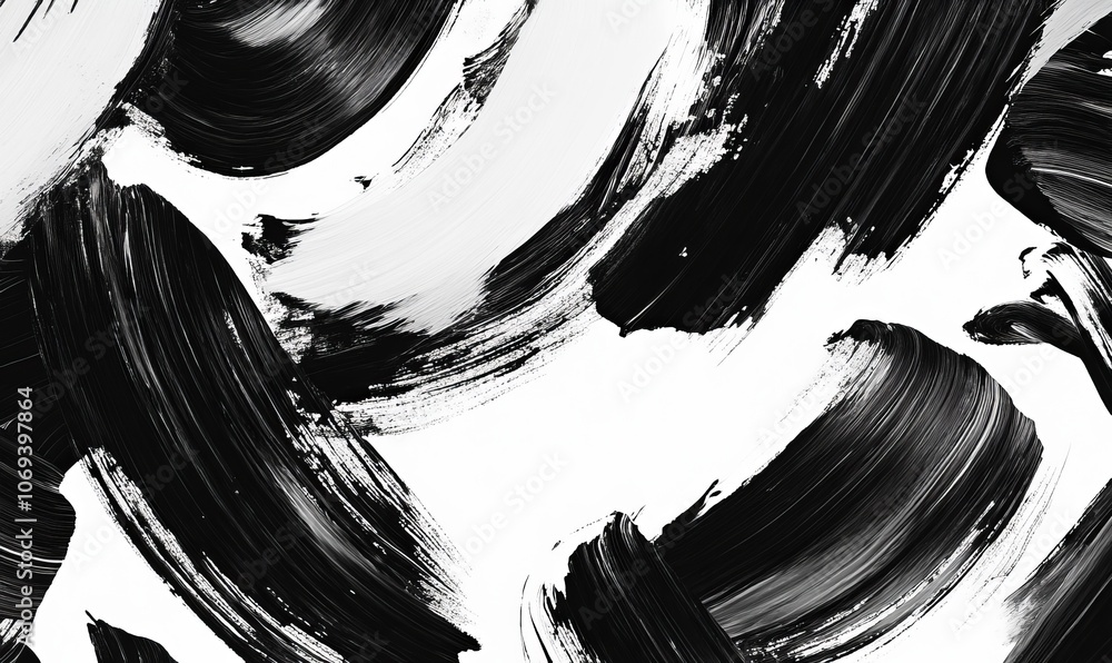 Poster the composition showcases striking bold brush strokes in black and white, creating a dynamic seamles