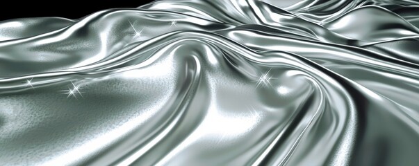 Naklejka premium Futuristic Silver Satin Fabric with Sparkling Highlights