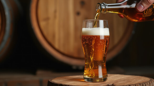 Master cider taster expertly pouring cider into a glass at a cider house