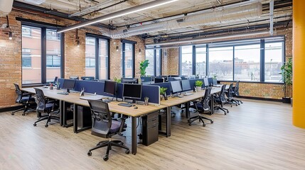 Modern Loft Office Interior with Open Workspace Design